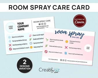 Edytowalny szablon karty z instrukcją pielęgnacji pomieszczeń, instrukcje Canva