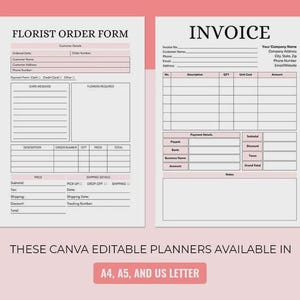 Printable Florist Order Form Canva Template Personalized Flower ...