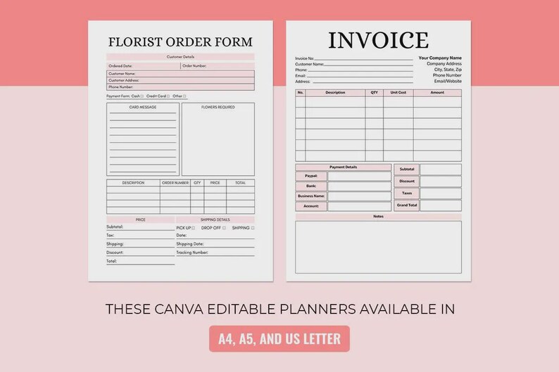 Printable Florist Order Form Canva Template Personalized Flower ...