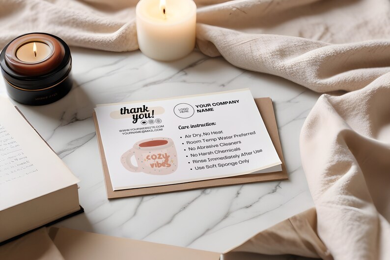 Printable Care Card Template for Vinyl Mugs Tumbler Cup Care Card Small ...