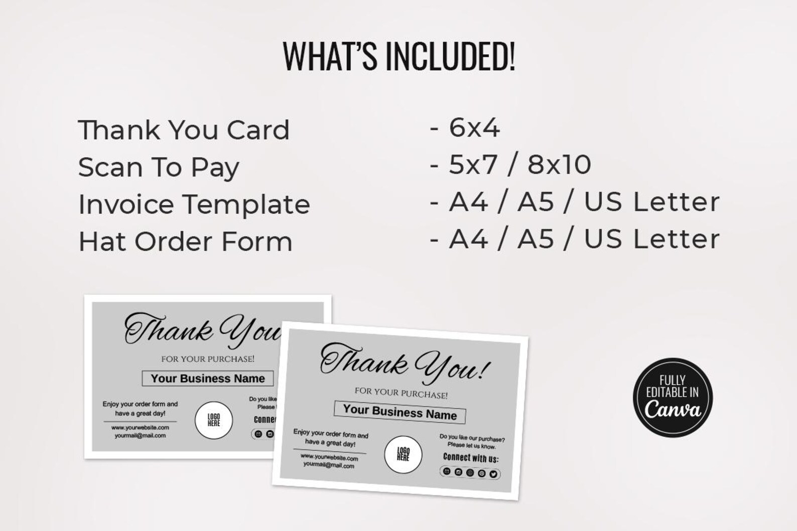 Editable Hat Order Form Template, Canva Invoice & Tracker (digital ...