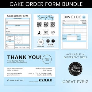 Kuchen Bestellschein Vorlage, Kuchen Rechnung Tracker Druckbare PDF, Scan To Pay Qr Code Vorlage, Kuchen Pflege Kartenanweisungen, Minimalistisch Danke