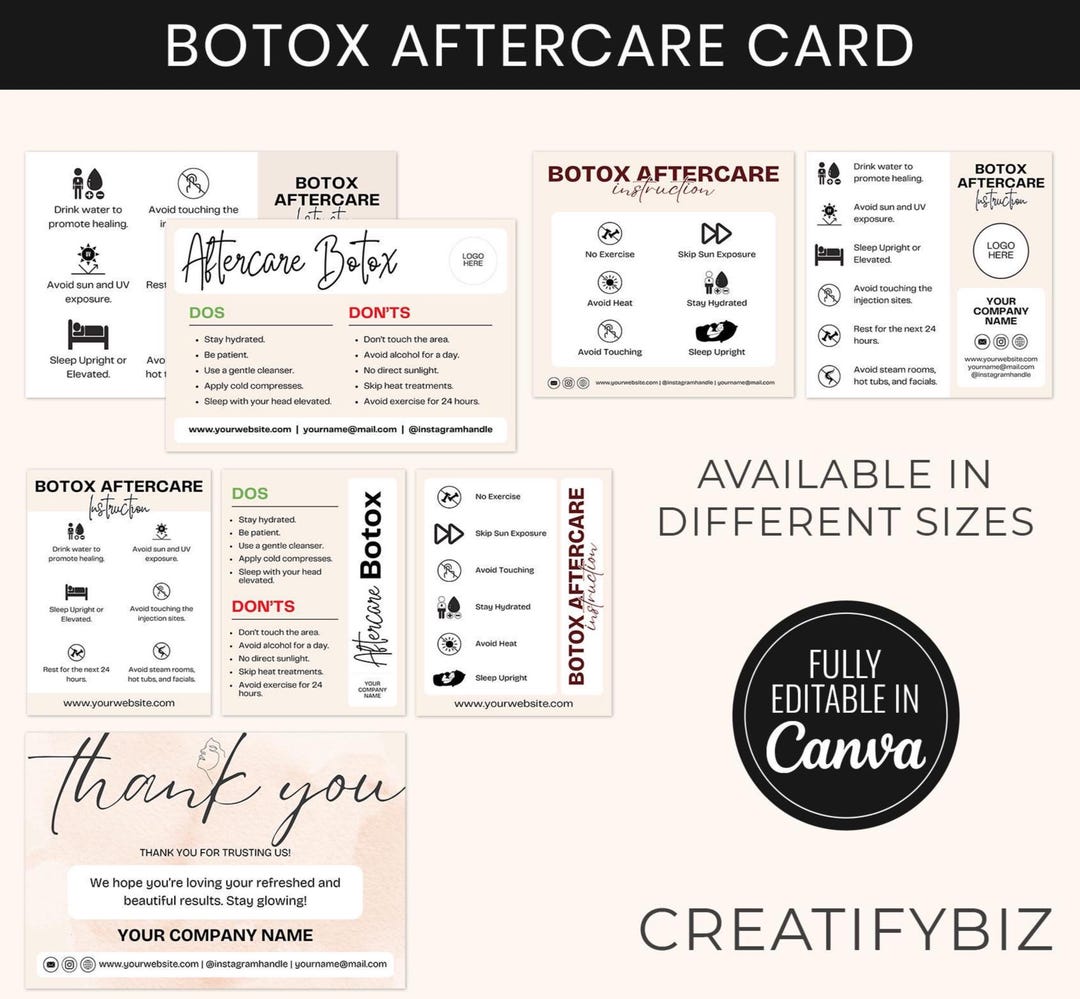 Editable Botox Aftercare Card Canva Template, Med Spa Insert - Etsy