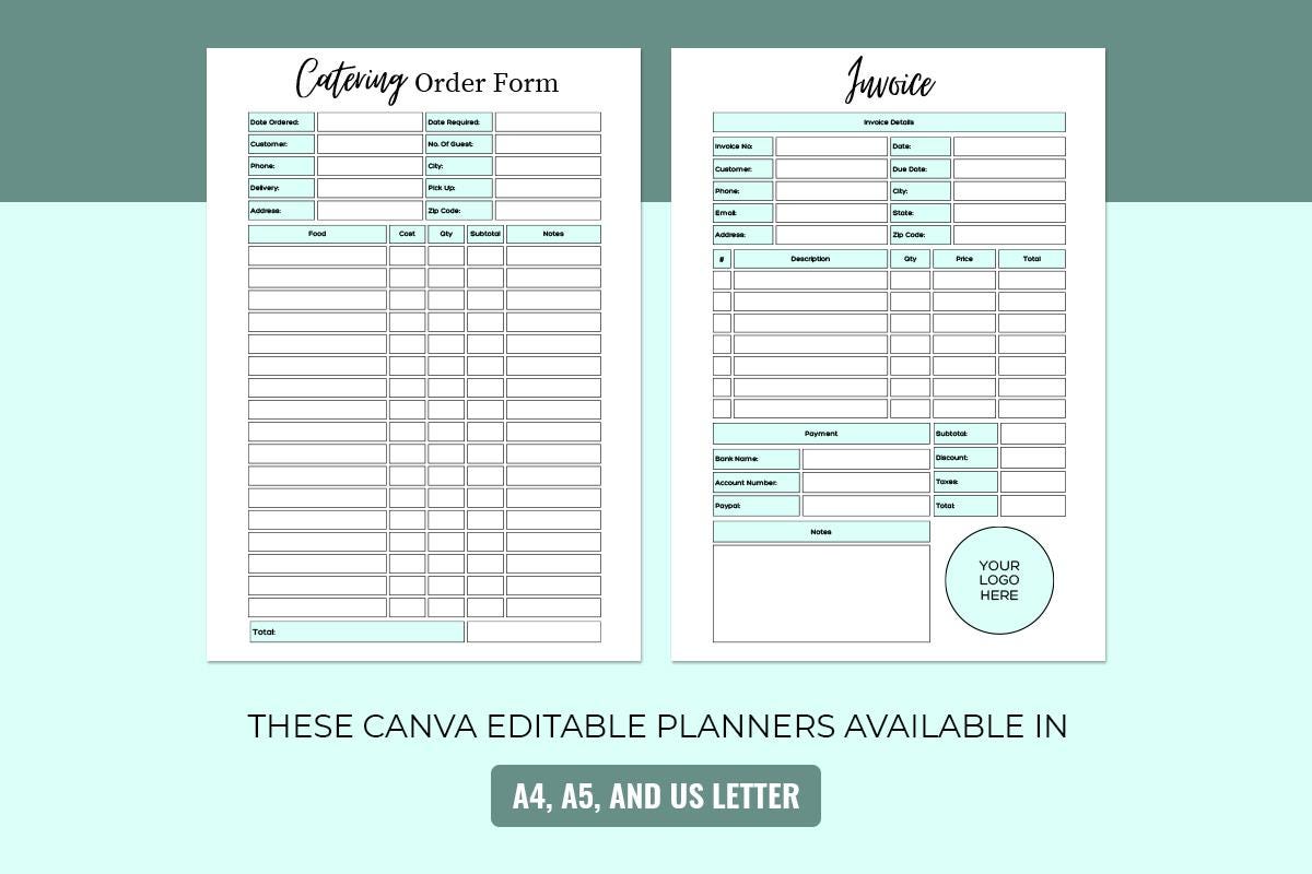 editable catering order form template, printable... Editable Catering Order Form Template, Wedding & Event Planner (canva ...