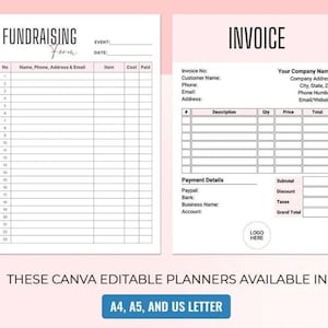 Printable Fundraiser Forms, Editable Canva Template, Custom Fundraising Tracker, Personalized School Fundraiser Printable, Donation Tracker