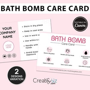 Kaartsjabloon Bath Bomb Care, verpakking voor kleine bedrijven (bewerkbaar op canvas)