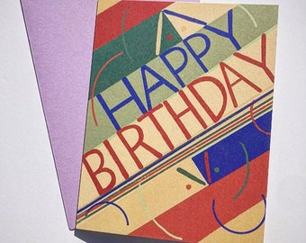 NEW Hand-Drawn Memphis Deco Style Happy Birthday Card