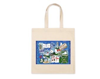 Hand-Drawn Cape Cod, MA Printed Cotton Tote- Made to Order