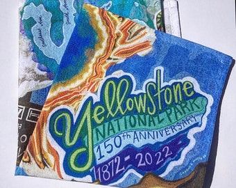 Hand-Drawn Yellowstone National Park Tea Towel