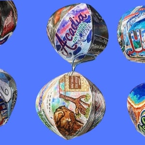 6 Pack Bundle Hand Illustrated Travel Mini-Globe Ornaments Souvenirs image 4