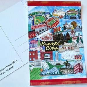 NEW Hand-Drawn Kansas City Sites Postcard image 1