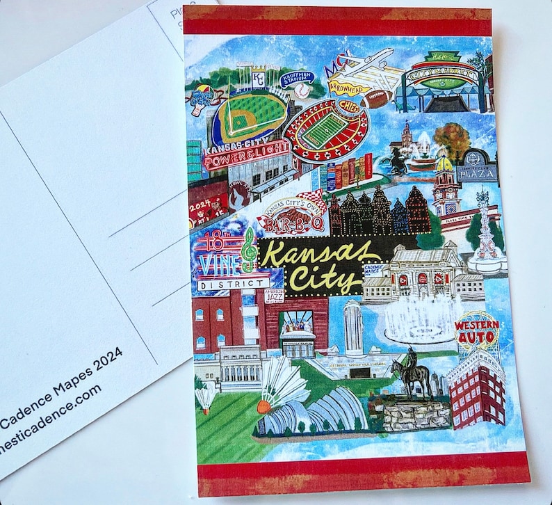 NEW Hand-Drawn Kansas City Sites Postcard image 1