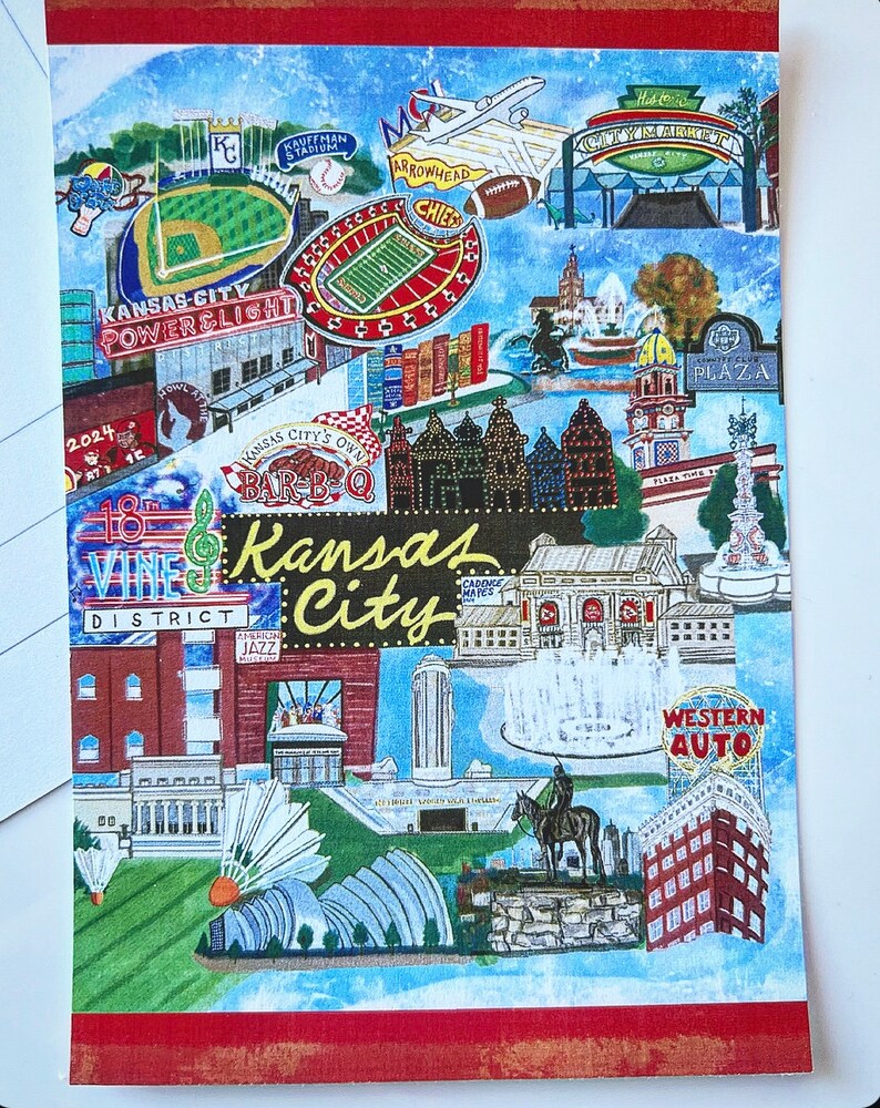 NEW Hand-Drawn Kansas City Sites Postcard image 2