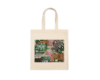 Hand-Drawn Salem, MA Printed Cotton Tote- Made to Order