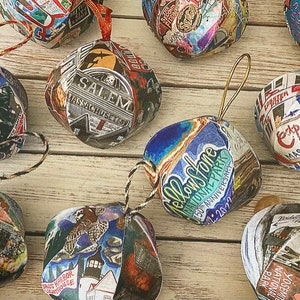 6 Pack Bundle Hand Illustrated Travel Mini-Globe Ornaments Souvenirs image 3