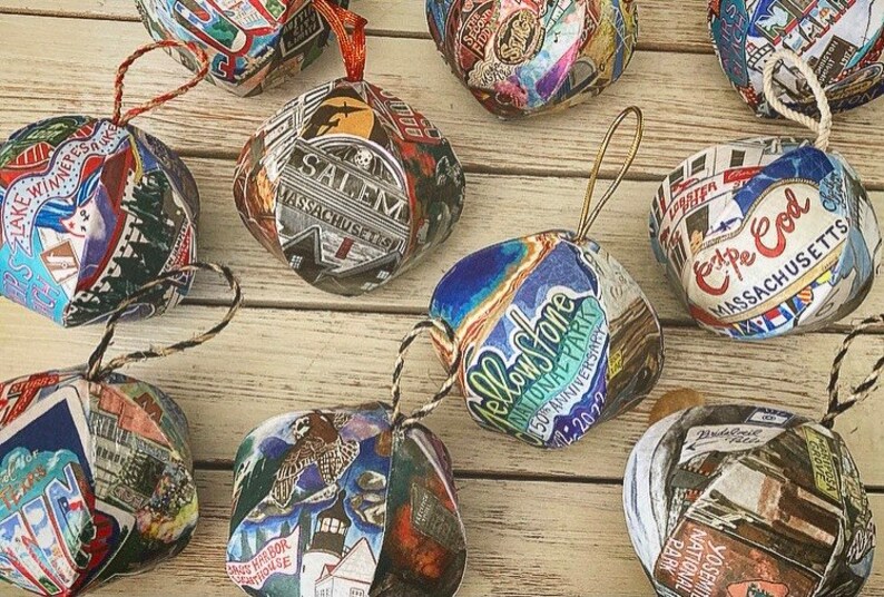 6 Pack Bundle Hand Illustrated Travel Mini-Globe Ornaments Souvenirs image 3