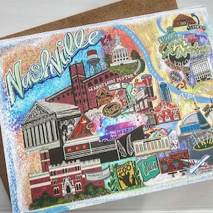 NOVO cartão de sites desenhado à mão de Nashville, Tennessee