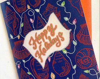 NEW Hand-Drawn Nautical "Happy Holidays" Card