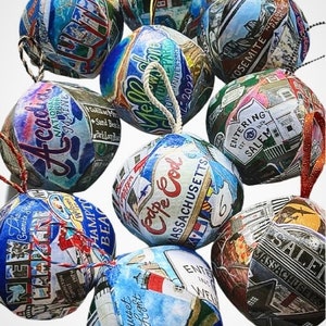 6 Pack Bundle Hand Illustrated Travel Mini-Globe Ornaments Souvenirs image 5