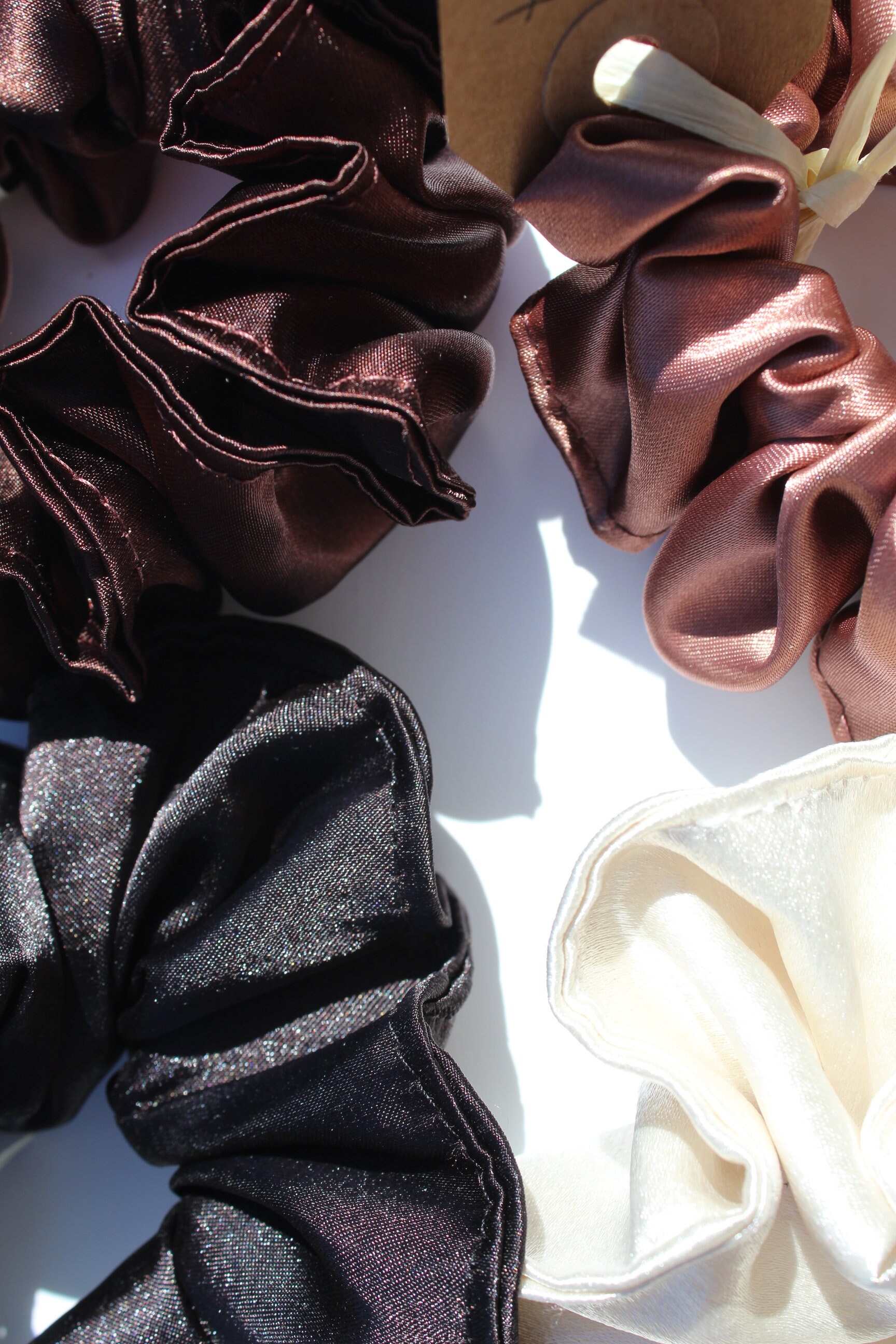 Multi Natural Color Satin Scrunchy Set - Etsy