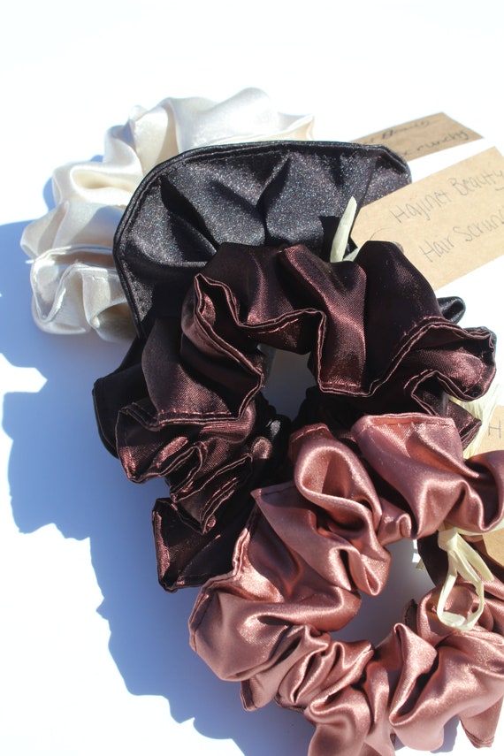 Oversized Natural multi color satin scrunchy set Multi Natural Color Satin Scrunchy Set - Etsy main image 4