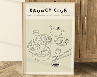 Dim Sum Print (3 Colors) — Aesthetic, Trendy, Minimal, Neutral, Asian Food, Kitchen, Wall Art, Hand Drawn, Illustration