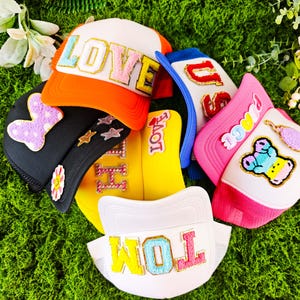 Custom Chenille Patch Trucker Hat,  Customized Chenille Patch Cap with Mesh Back, Unique Personalized Trucker Hat, Gift for Her/Him