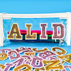 Personalized Clear Pencil Case with Sequin Alphabet Patches - Custom Name Bags, Back to School Gift for Kids, Cute Personalized Gift
