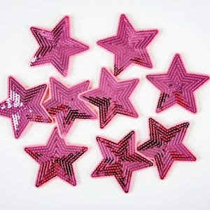 Large Sequin Star Embroidered Patch, Sparkly Five Pointed Applique, Shiny DIY Sewing Accessories for Jackets Hats Bags