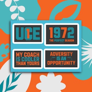 Miami Football Sticker Pack: Vintage Dolphin Fan Decals