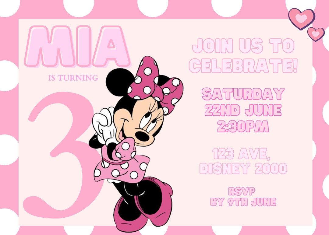 Minnie Mouse EDITABLE Invitation Digital Download, Any Age Birthday - Etsy