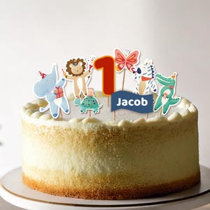 Wild Animals Cake topper -Print and Cut at Home- Cake decoration, Birthday party decorations Digital Template, Printable Editable A001