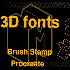 Fuentes 3D, letras Procreate, letras 3D, pincel 3D Procreate, pincel Procreate, sello Procreate, sello de pincel de alfabeto, fuente de graffiti, fuente de escritura