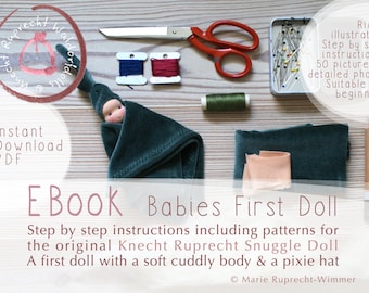 TUTORIAL + PATTERN - DIY EBook Babies First Doll in English - Snuggle Doll Waldorfdoll - Instant Download Tutorial -Step by Step Instruction