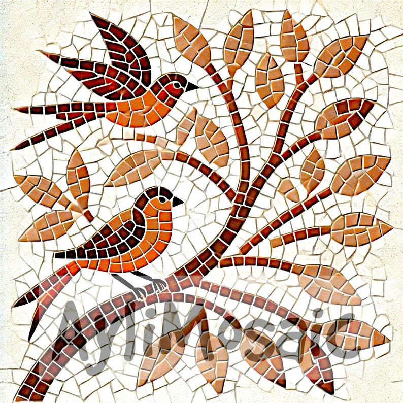 Pack of 5 Bird on Tree Mosaic Patterns | Printable Templates | PDF ...