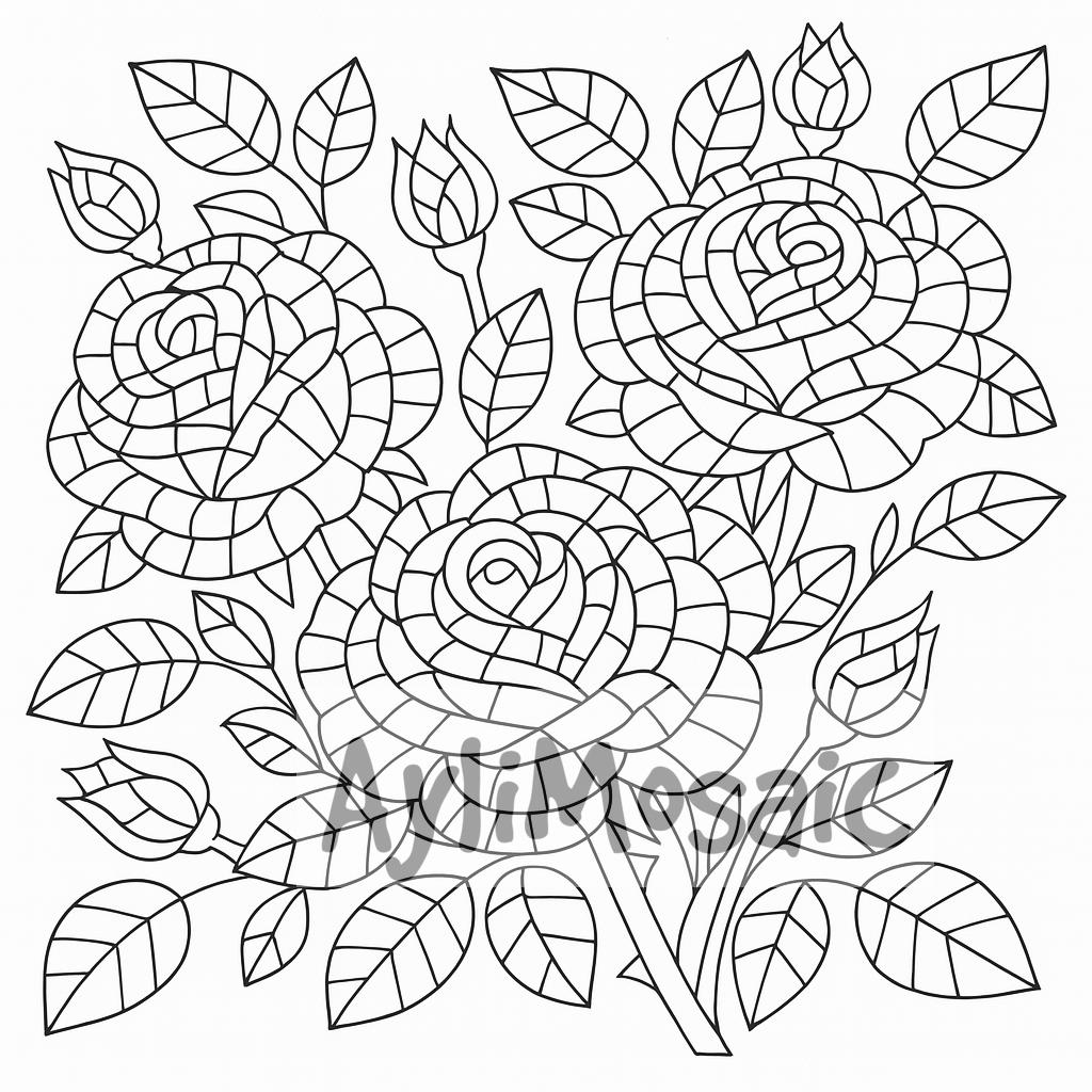 Pack of 10 Mosaic Templates - Floral Designs | Printable Templates ...
