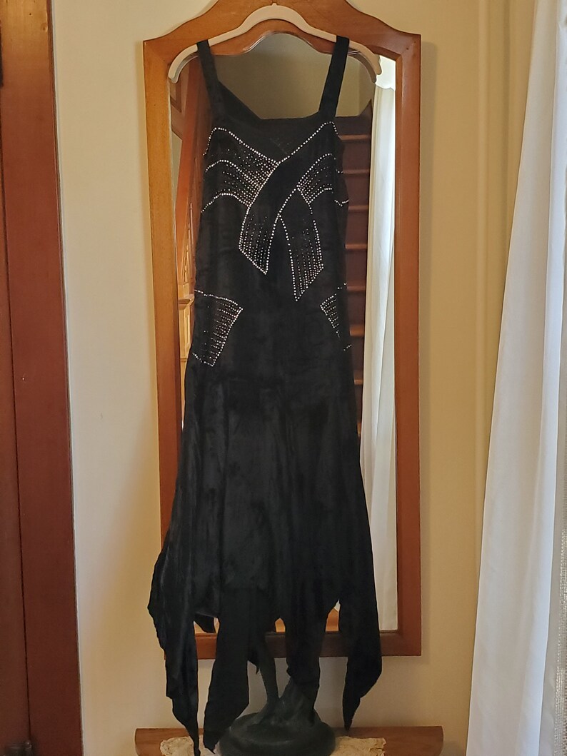 1920s Antique Hankerchief Black Velvet Flapper Dress - Etsy