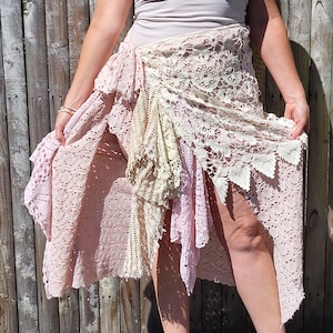 Bohemian Romance Lace skirt/Renaissance Fair Tattered Blush Lace Skirt by Arlettemichelle
