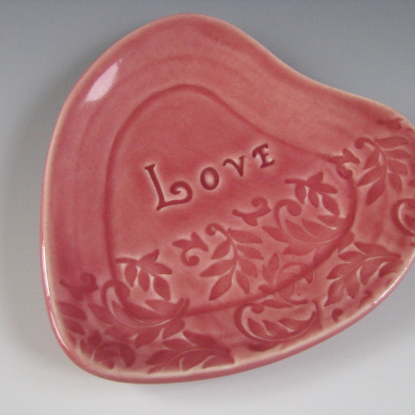 Heart Shaped Trinket Tray Rosy Pink Love