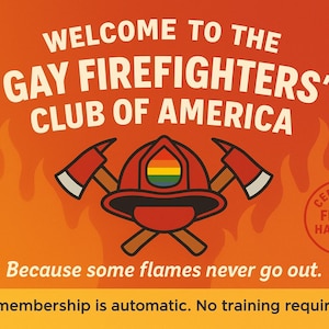 Gay Firefighters Of America Prank Postcard - Sent Anonymously To Your Victim