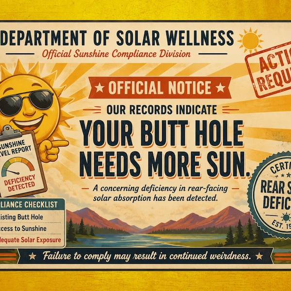 Your Butt Hole Needs Sun Prank Postcard – Funny Anonymous Mail Gag – Vintage Retro Humor Card – Mailbox Surprise Gift