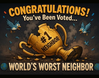 World's Worst Neighbor –  Prank Postcard - Sent Anonymously to Your Victim