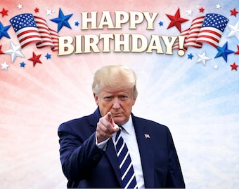 Donald Trump Happy Birthday Prank Postcard – Overly Patriotic Gag Gift – Anonymous Mail Prank – Funny Birthday Card – Political Humor