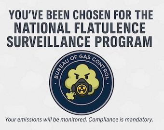 Funny Prank Postcard – National Flatulence Surveillance Program | Anonymous Gag Mail Gift