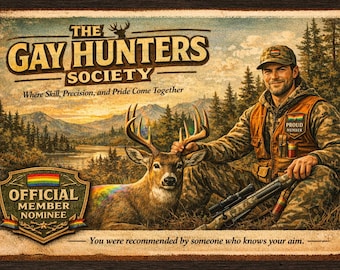 Gay Hunters Society Prank Postcard – Vintage Hunting Club Joke – Anonymous Prank Mail – Funny Gag Gift – Outdoor Humor Postcard
