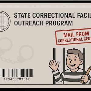Funny Inmate Pen-Pal Program Confirmation Prank Postcard – Anonymous Revenge Mail Gag Gift