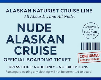 Funny Nude Alaskan Cruise Prank Postcard – Fake Boarding Ticket Gag Gift