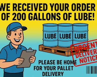 Funny "200 Gallons of Lube" Prank Postcard: Anonymous Gag Gift