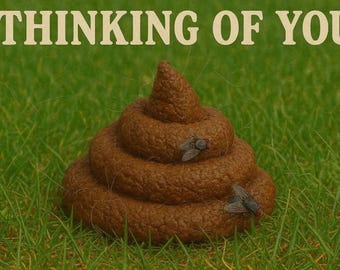 Thinking of You Pile of Poop Prank Postcard - Sent Anonymously To Your Victim