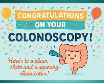 Funny Prank Postcard – “Congratulations on Your Colonoscopy!” – Hilarious Gag Gift for Friends or Coworkers